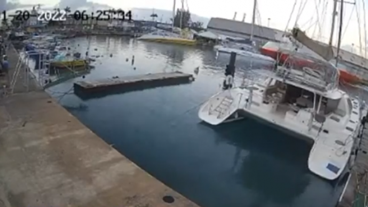 Kontrolünü kaybeden feribot marinaya girerek yelkenlilere çarptı! (Video)