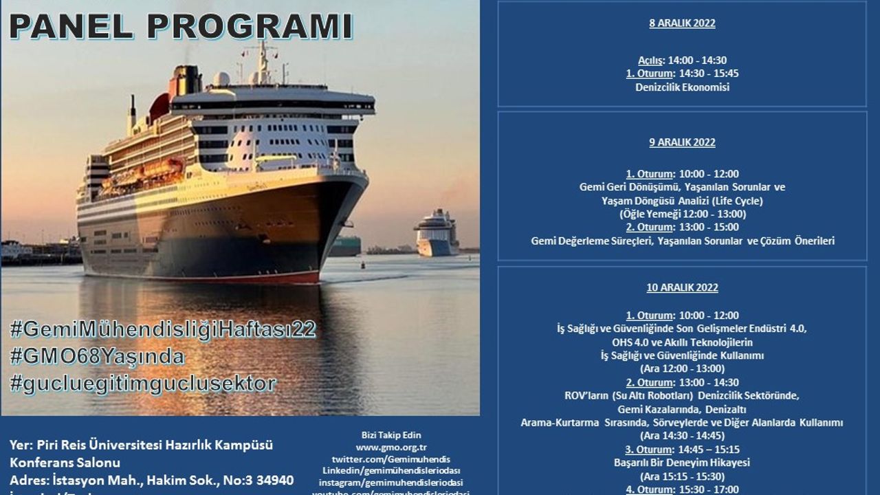 PRÜ'de, 08 Aralık'ta “Denizcilik Ekonomisi ve Politikaları” konulu panel
