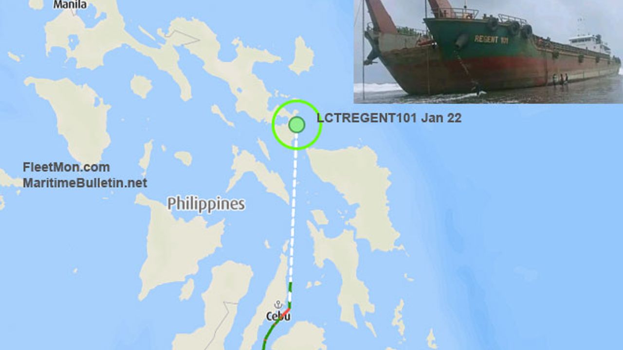 LCTREGENT101 adlı gemi  Filipinler'de karaya oturdu
