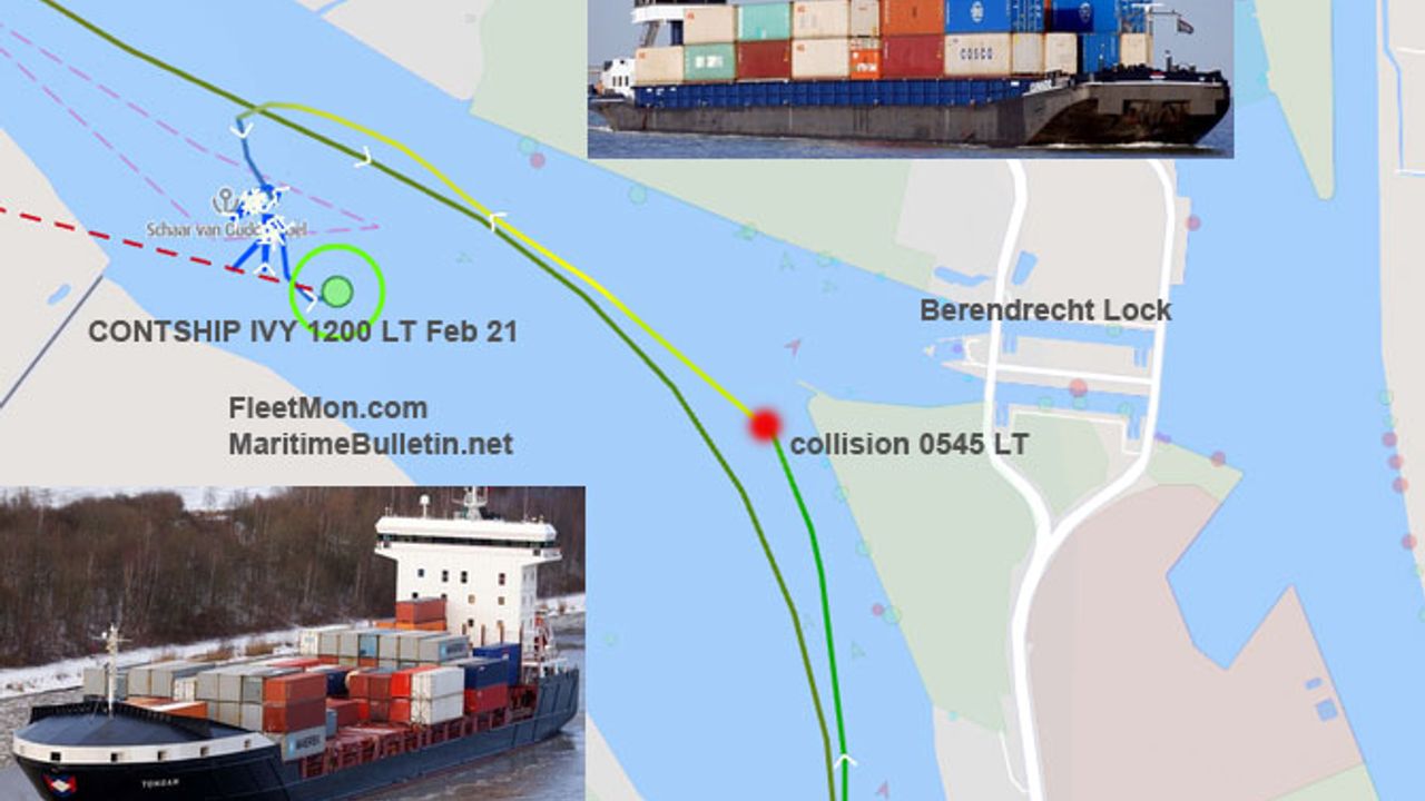Antwerp'te yük gemisi ile konteyner gemisi çarpıştı