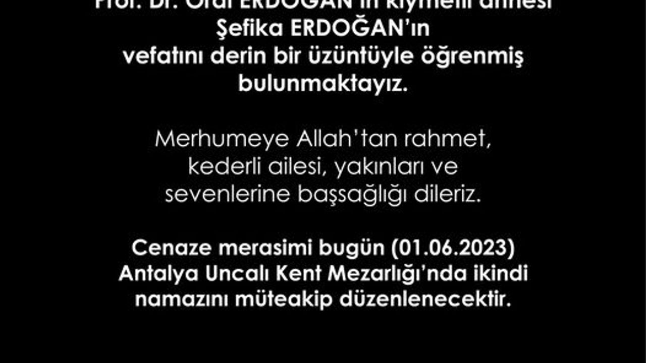 Prof.Dr. Oral Erdoğan'ın acı günü; Annesi vefat etti