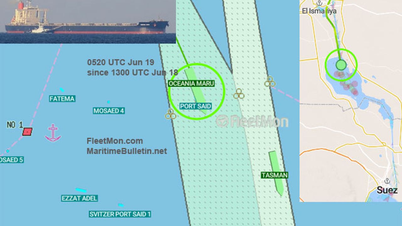 Capesize dökme yük gemisinin Süveyş Kanalı'nda karaya oturduğu bildirildi