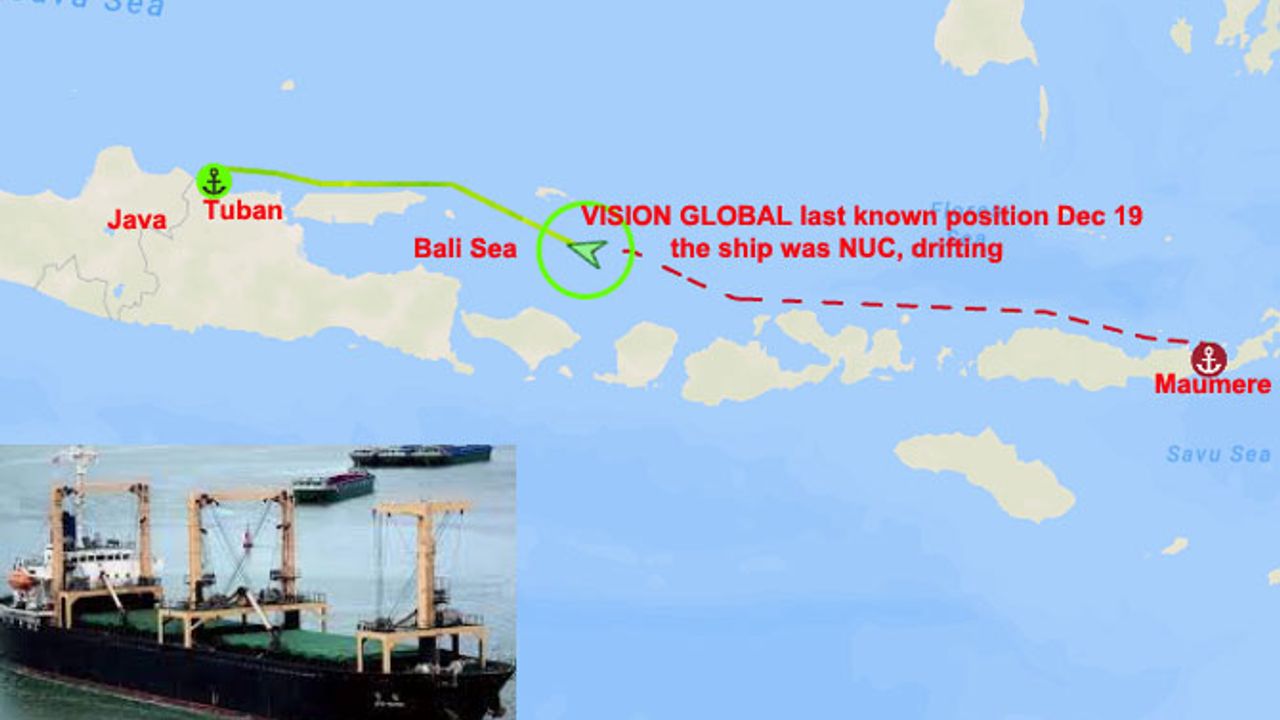 Bali'nin kuzeyinde genel kargo gemisi  battı, 8 mürettebat kayıp