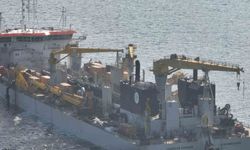 İstanbul Havalimanı inşaatında çalışan dev gemi havadan görüntülendi