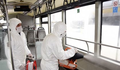 Karantinaya alınan vatandaşları taşıyan otobüslerin dezenfeksiyonu yapıldı
