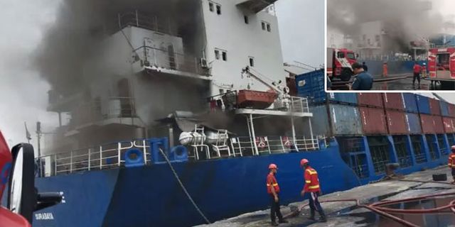 LIT ENTERPRISE adlı konteyner gemisinde yangın çıktı