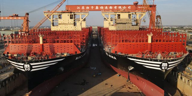 MSC Çin'de Yaptırdığı En Büyük Konteyner Gemilerini Denize İndirdi