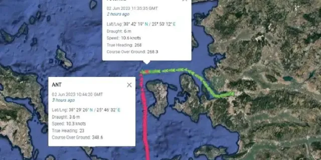 Sakız Adası açıklarında Türk sahipli iki gemi çarpıştı( Video)