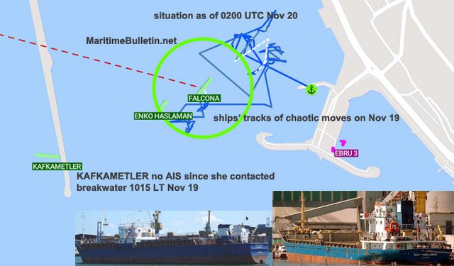 19 Kasım'da Ereğli limanında Türk ve Ukrayna olmak üzere iki yük gemisi çarpıştı