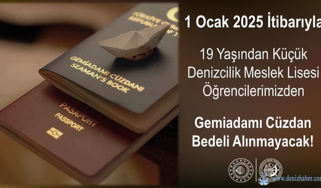 Denizcilik ML öğrencilerinden Gemiadamı Cüzdan Bedeli alınmayacak!