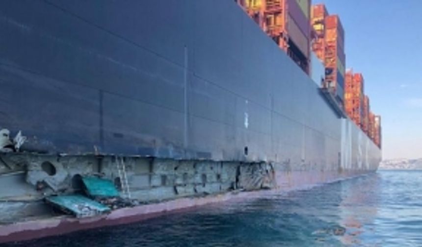 398 metrelik konteyner gemisi Ambarlı'da yanaşırken iskeleye çarptı!