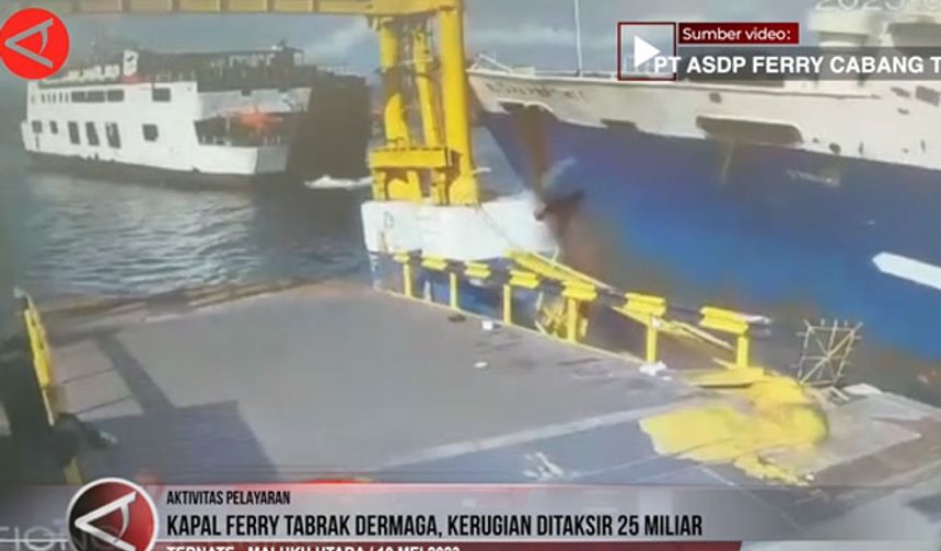 MUTIARA PERTIWI 1 adlı feribot iskele rampasına böyle çarptı (video)