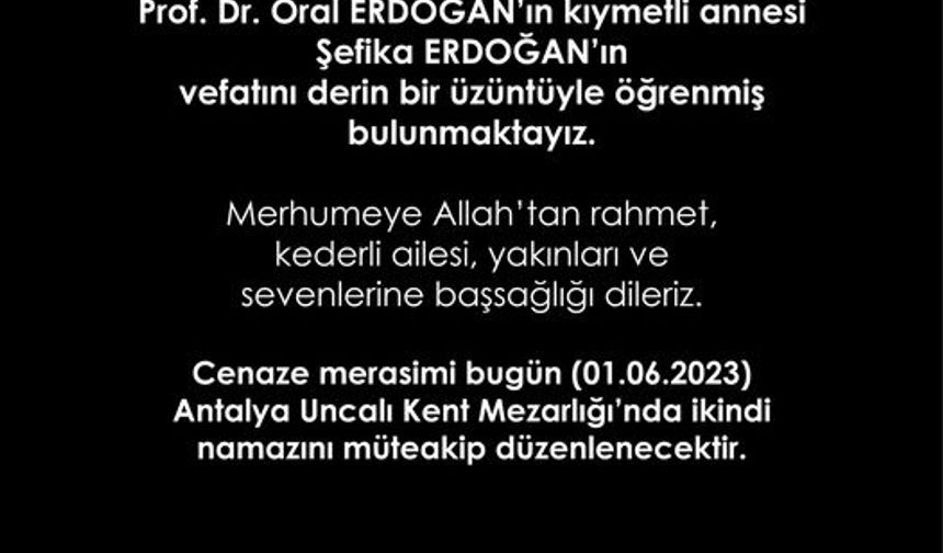 Prof.Dr. Oral Erdoğan'ın acı günü; Annesi vefat etti