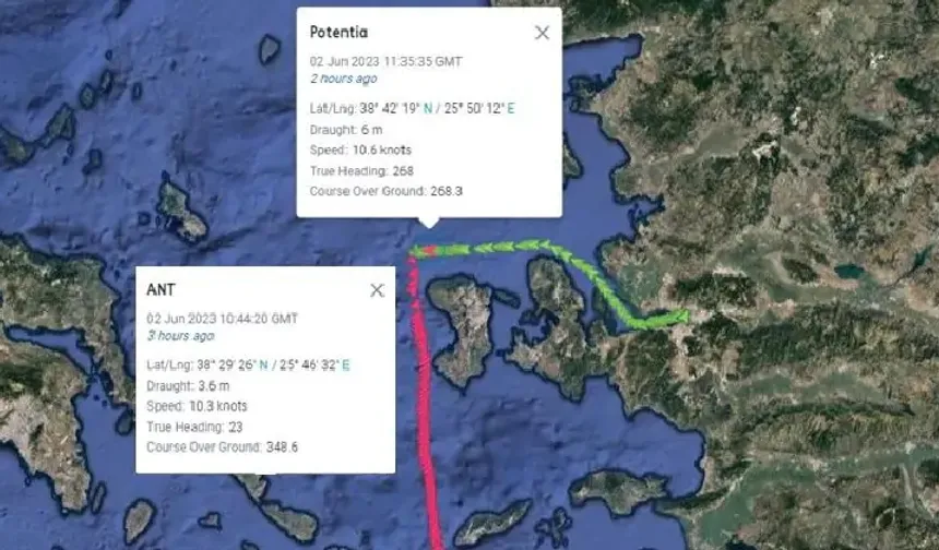 Sakız Adası açıklarında Türk sahipli iki gemi çarpıştı( Video)