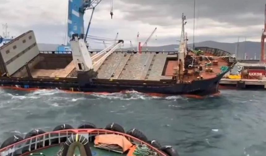Bursa’da yan yatan gemi ‘Kurtarma Uzmanları’ tarafından düzeltildi